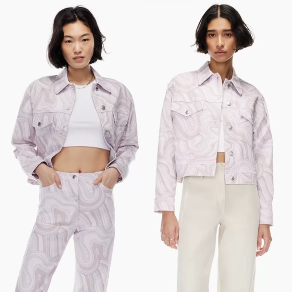 Wilfred Free Aritzia Gaze Button Up Denim Jacket Soft Swirls Neutral - Picture 6 of 6